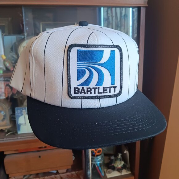 Vtg Snapback Hat Cap Bartlett K-Products Pinstripe Patch NWOT Skater Farmer - Picture 2 of 5